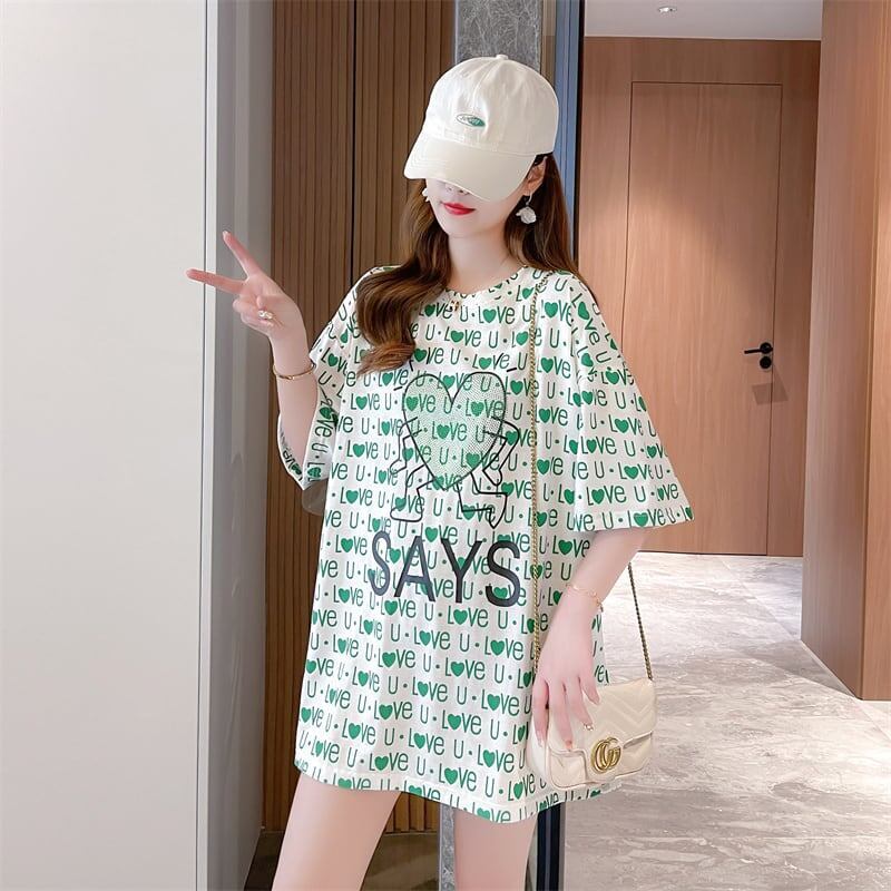 カジュアル 切り替え オシャレ度満点 プリント Tシャツ カットソー＜S-3411＞