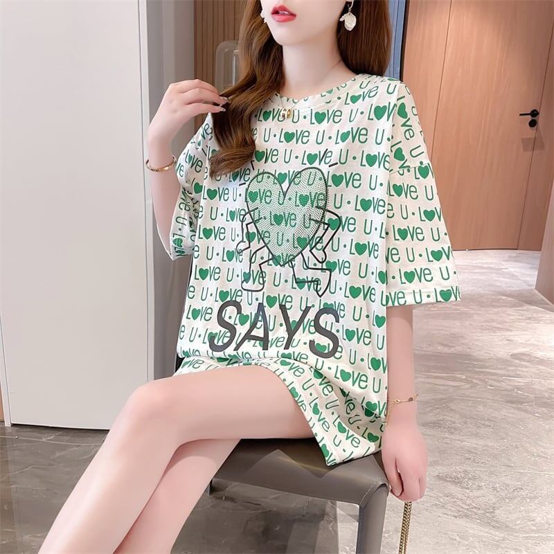 カジュアル 切り替え オシャレ度満点 プリント Tシャツ カットソー＜S-3411＞