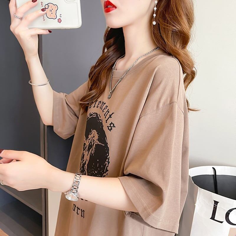 カジュアル 切り替え ファッション プリント Tシャツ カットソー＜S-3581＞