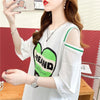 スタイリッシュ 切り替え 一目惚れ プリント Tシャツ カットソー＜S-3521＞