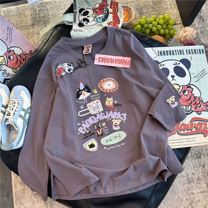 新商品 大人可愛い 求めてたデザイン 肌触り抜群 プリント 5色選択 Tシャツ<S-9369>