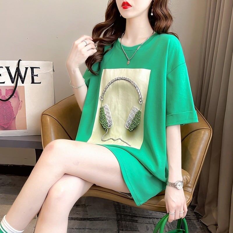 着心地良い Tシャツ ビジュー 四色 ゆったり半袖＜S-2994＞