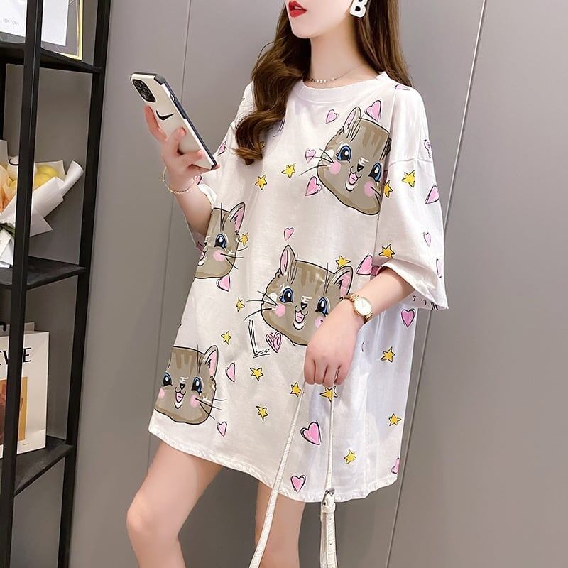 オシャレ度満点 切り替え 一目惚れ プリント Tシャツ カットソー＜S-3482＞