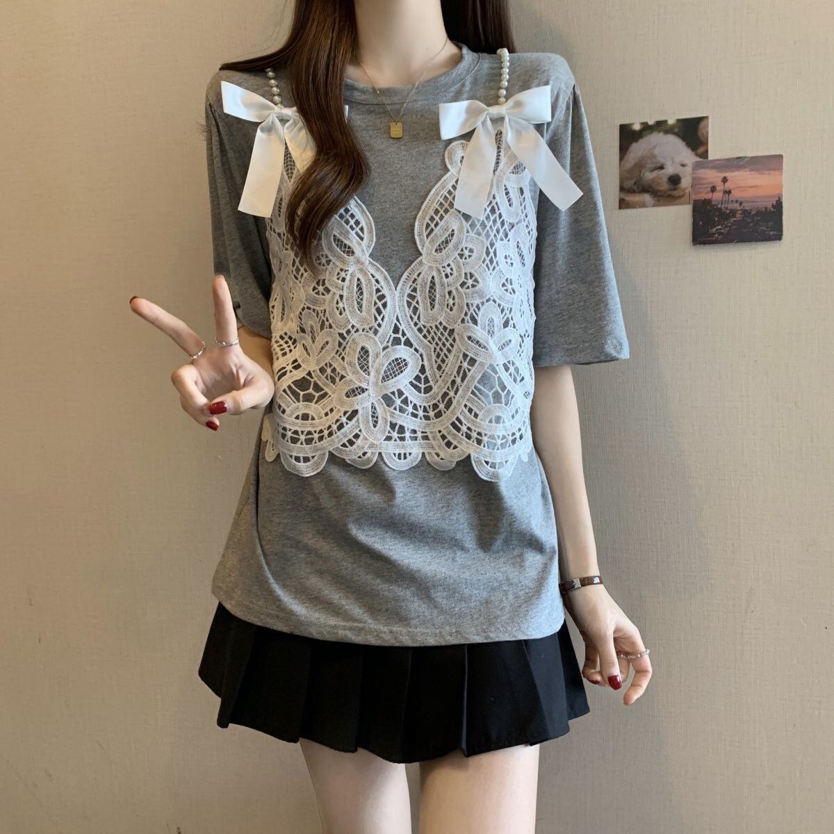 ファッション感満々 ロング丈 ゆったり 2色半袖Tシャツ＜S-10995＞