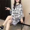 オシャレ度満点 プリント 一目惚れ 切り替え ワンピース Tシャツ カットソー＜S-3122＞