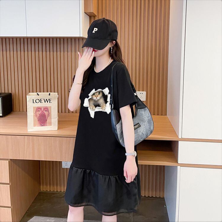 絶対欲しい ネコ カジュアル デザイン ゆったり 半袖 Tシャツ＜S-8658＞