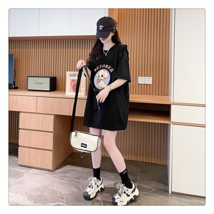 今季マストバイ レース 可 透かし彫り 切り替え 2色選択 Tシャツ カットソー＜S-8493＞
