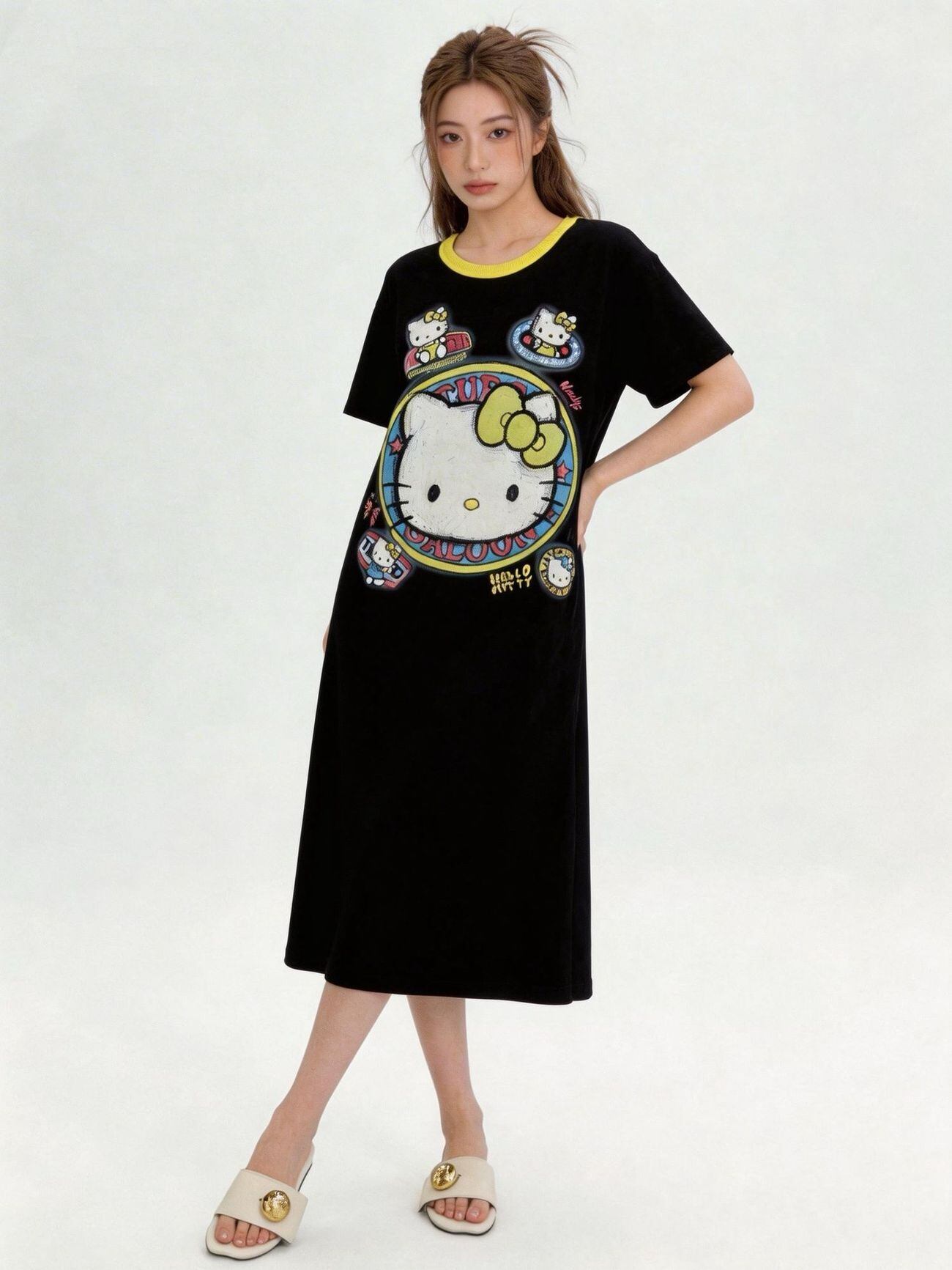 新作 シンプル プリント Tシャツ ワンピース <S-13175>