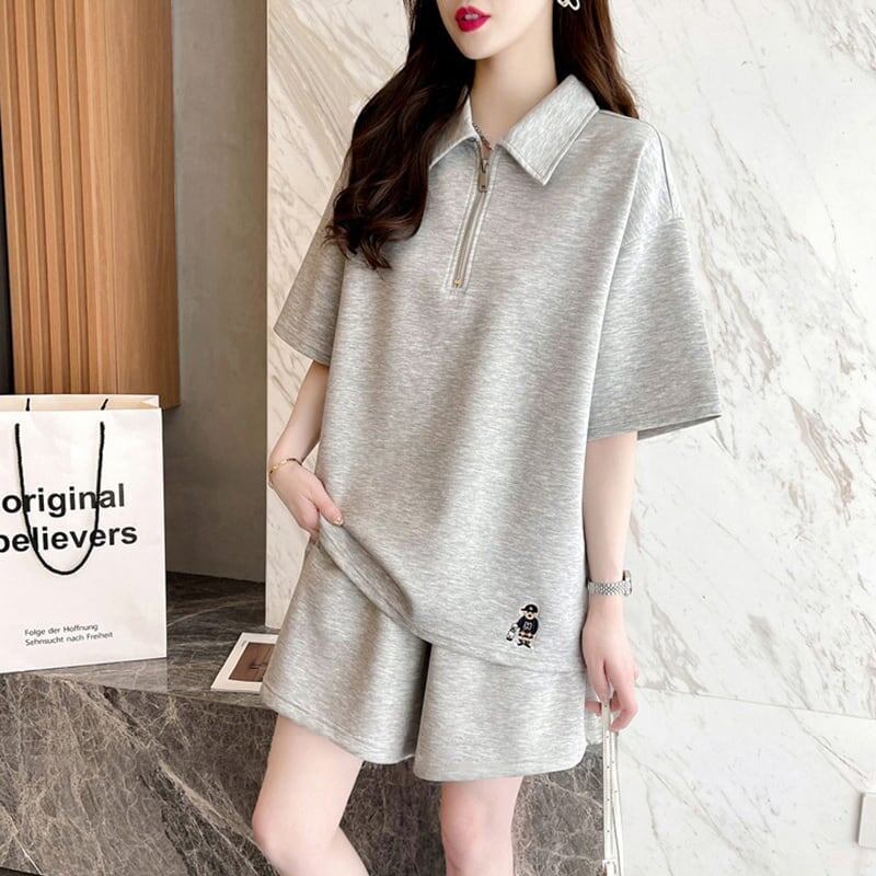 ファッション 切り替え ゆったり感アップ Tシャツ＋ショートパンツ セットアップ＜S-3616＞