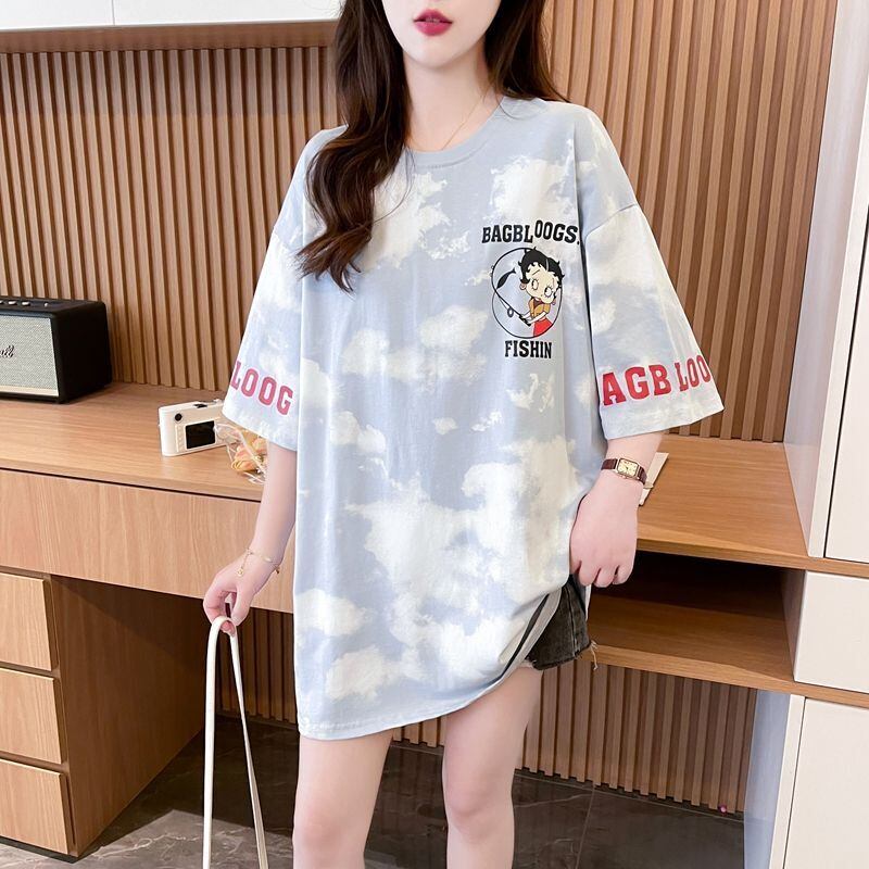 超人気 プリント ロゴ ゆったり 3色 半袖Tシャツ＜S-8348＞