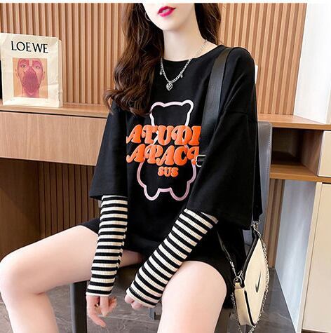 絶対流行 カジュアル アバンギャルド レイヤード風 プリント全3色 Tシャツ＜S-9587＞
