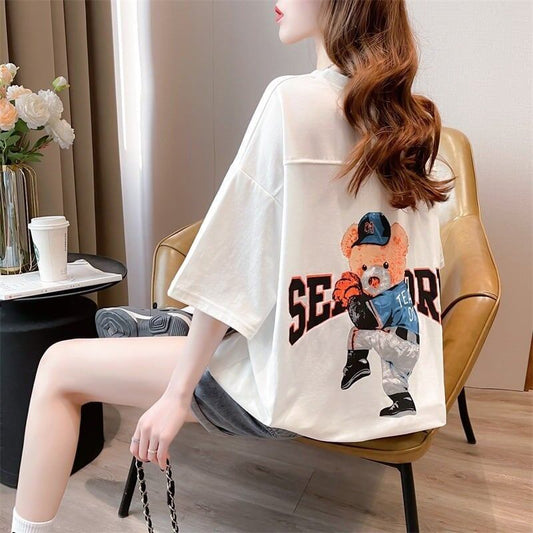 スタイリッシュ 3色選択可 一目惚れ カートゥーンプリント Tシャツ カットソー＜S-3091＞