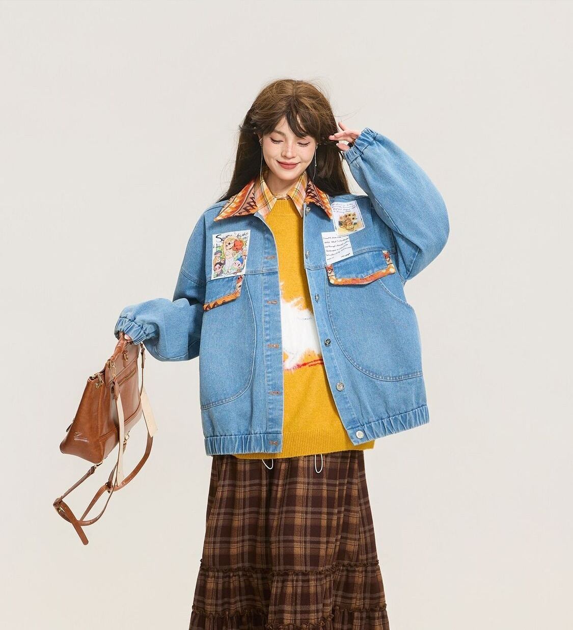 スウィート ファッション  優しい印象  カジュアル   デニム ジャケット ＜S-12228＞
