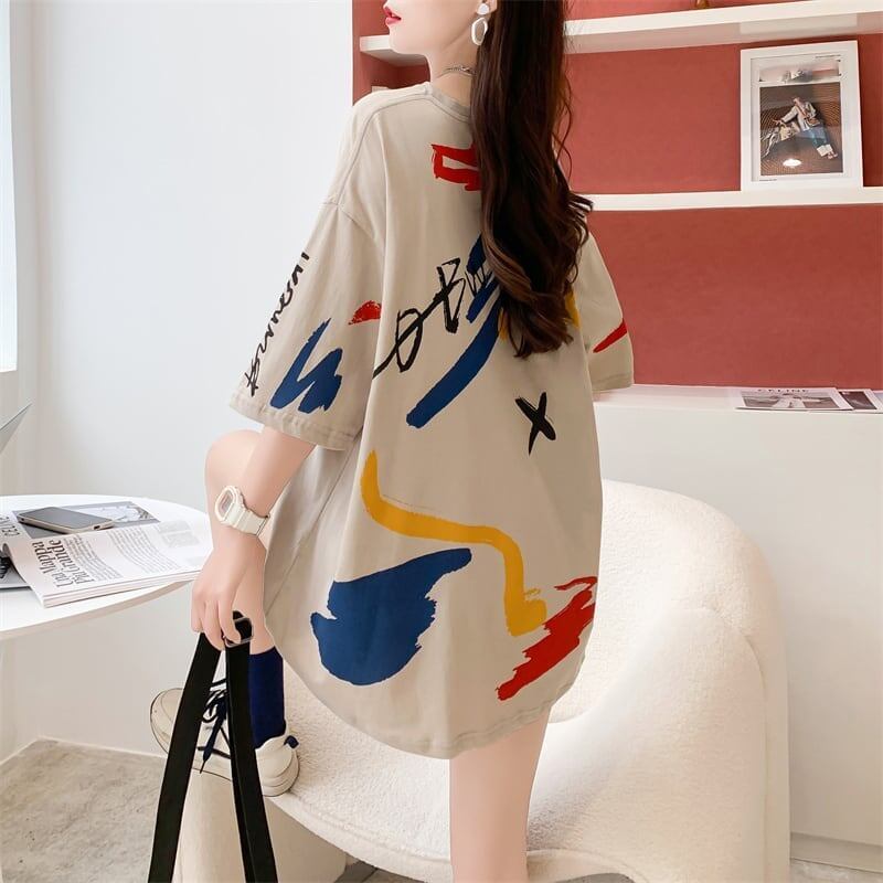 ルーズ カートゥーンプリント 今季大好評 Tシャツ カットソー＜S-3471＞