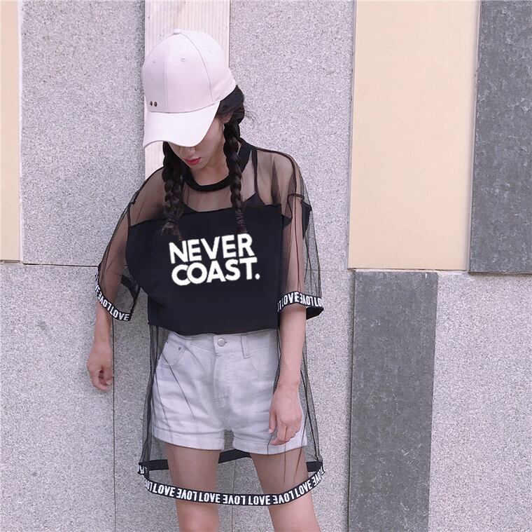 好感度UP レイヤード風 アバンギャルド プリントTシャツ ゆったり半袖＜S-8156＞