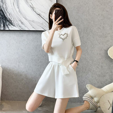 オシャレ度満点 切り替え 一目惚れ Tシャツ＋ショートパンツ セットアップ＜S-3573＞