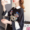 質感のいい ロング POLOネック プリントTシャツ ゆったり半袖 ＜S-2928＞