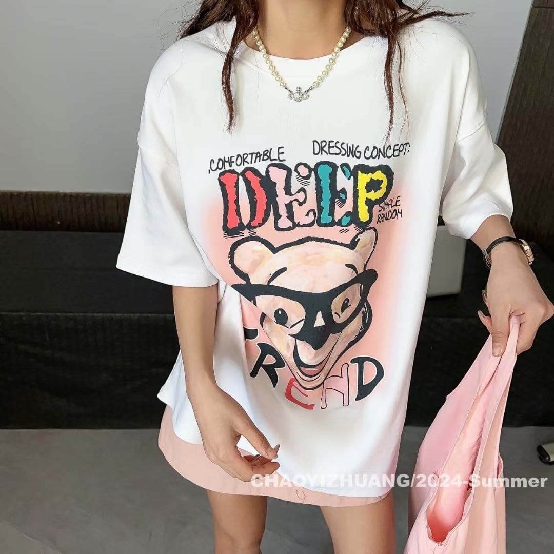 豊富な品揃え カジュアル ファッション プリント 半袖Tシャツ<S-4915>