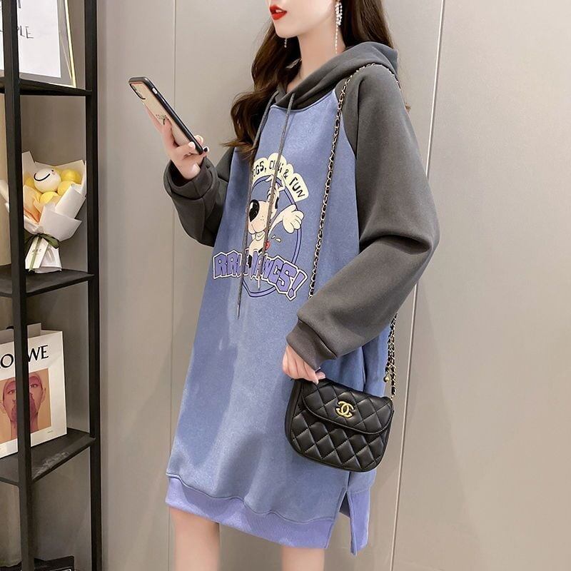大人気厚手フード付きロングパーカー全3色＜S-4474＞
