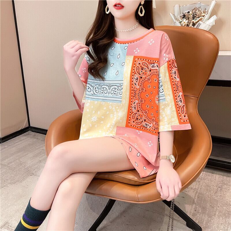 超人気商品 半袖 ラウンドネック 切り替え Tシャツ ワンピース ＜S-8637＞