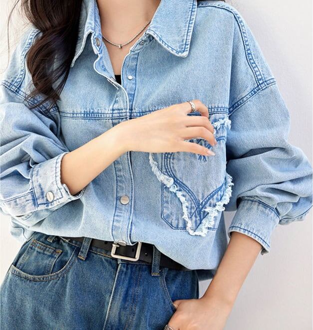 都市ファッショ デザイン オシャレ 上質 おしゃれ度高め アバンギャルド デニム シャツ ＜S-9279＞