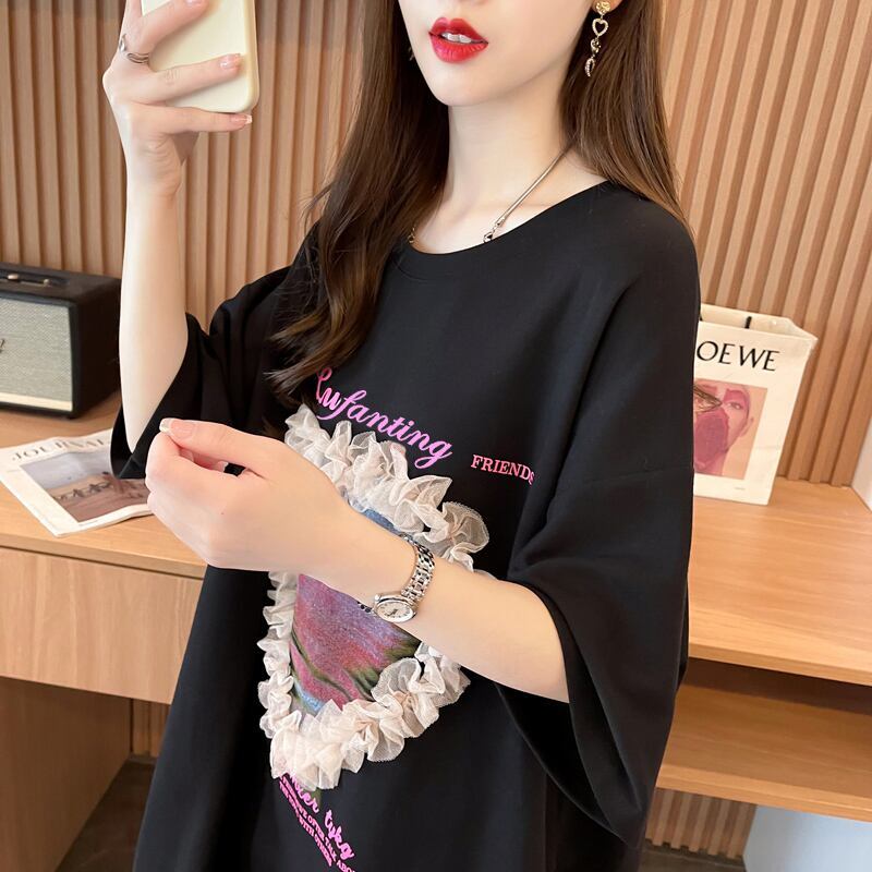 絶対欲しい プリント ロゴ ゆったり 3色半袖Tシャツ＜S-8315＞