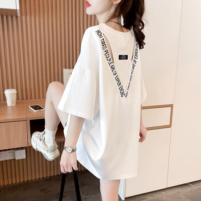 質感のいい 半袖 ラウンドネック Tシャツ ワンピース ＜S-8638＞