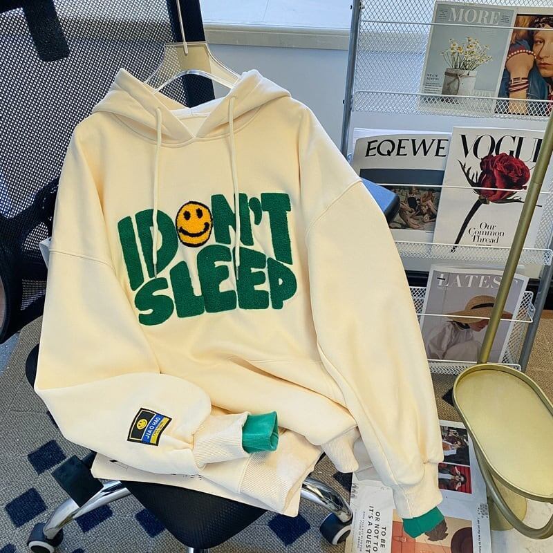 ルーズなレイジースタイルの刺繍入り薄手のフード付きトップ<S-5063>