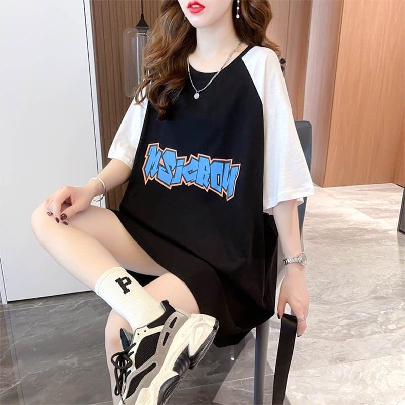 好感度満載 切り替え 美感いっぱい プリント Tシャツ カットソー＜S-3621＞