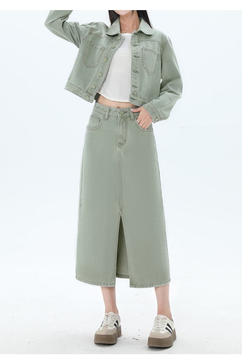 カジュアル 長袖 定番シンプル ジャケット＋スカート セットアップ ＜S-10943＞