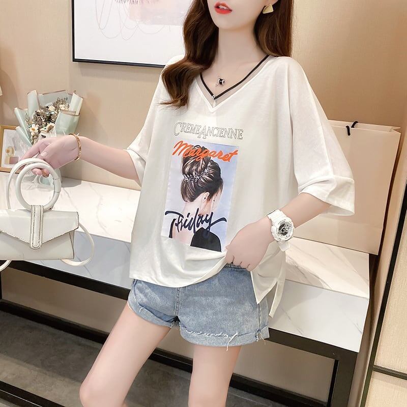着心地抜群 3色選択可 女性力を高める Vネック Tシャツ カットソー＜S-3094＞