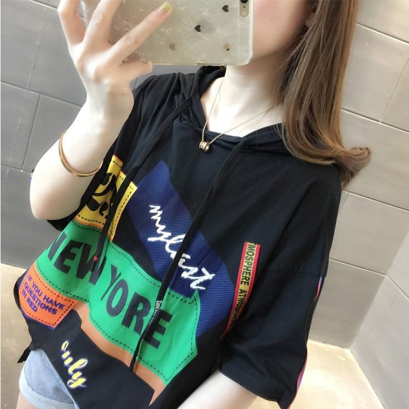 オシャレ度満点 切り替え カジュアル プリント Tシャツ カットソー＜S-3491＞