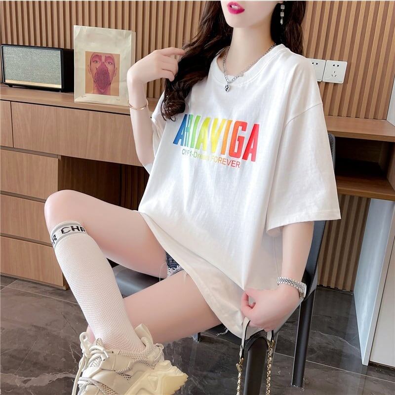 スタイリッシュ ラウンドネック 一目惚れ アルファベット Tシャツ カットソー＜S-2888＞