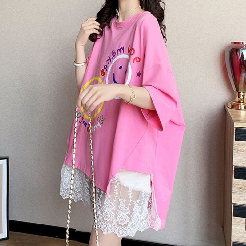 新作 ロゴ レイヤード風 プリント ゆったり 半袖 Ｔシャツ 全3色<S-4948>