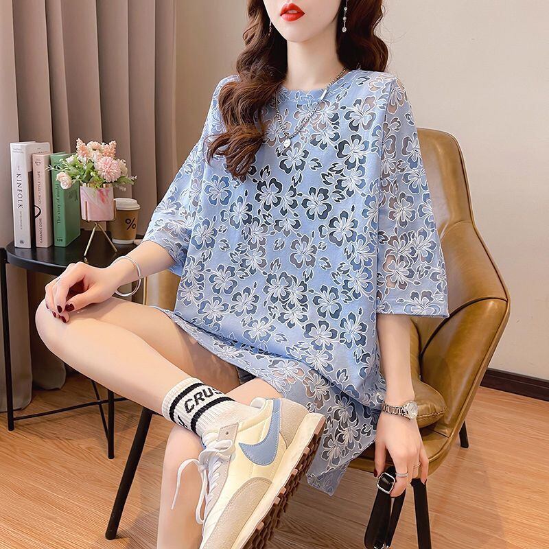 好感度UP ファッション カジュアル 透かし彫り 半袖Tシャツ<S-8458>
