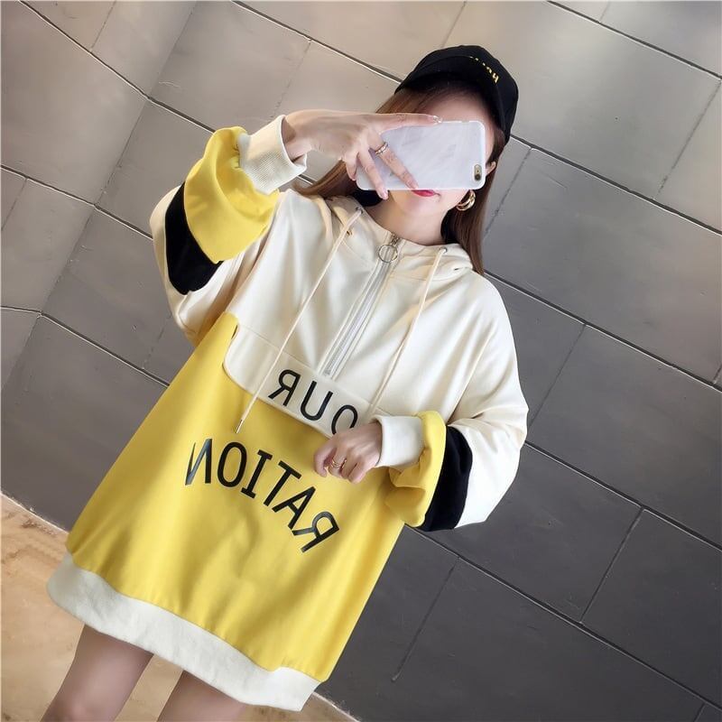 オシャレ感たっぷり 切り替え 美人度アップ ジッパー スウェット パーカー＜S-2842＞