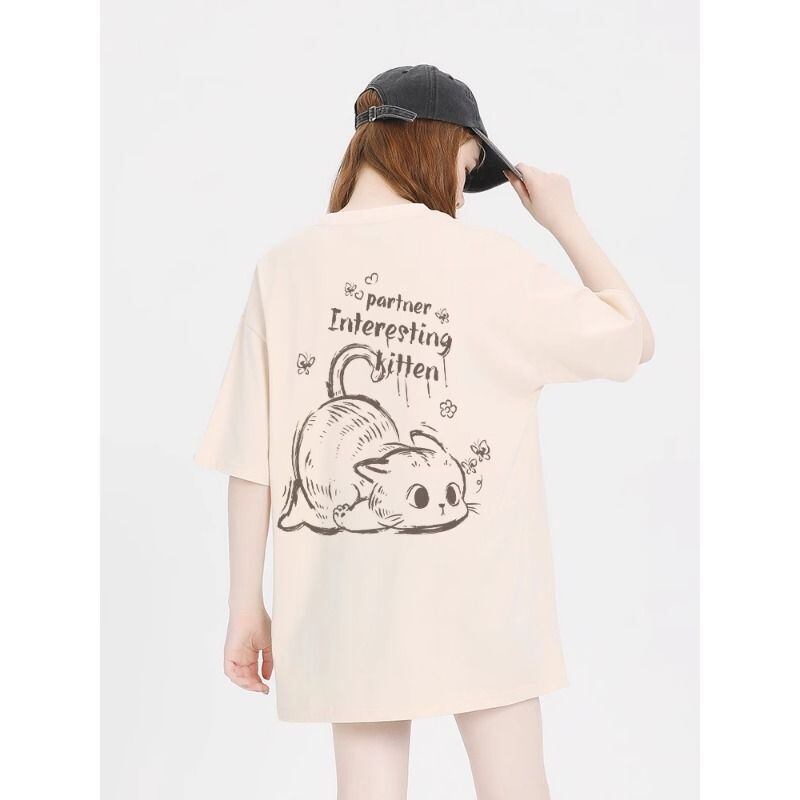 おすすめ 感満々 柔らかくて優しい印象 タイルアップ プリント 4色選択 半袖Tシャツ＜S-9317＞