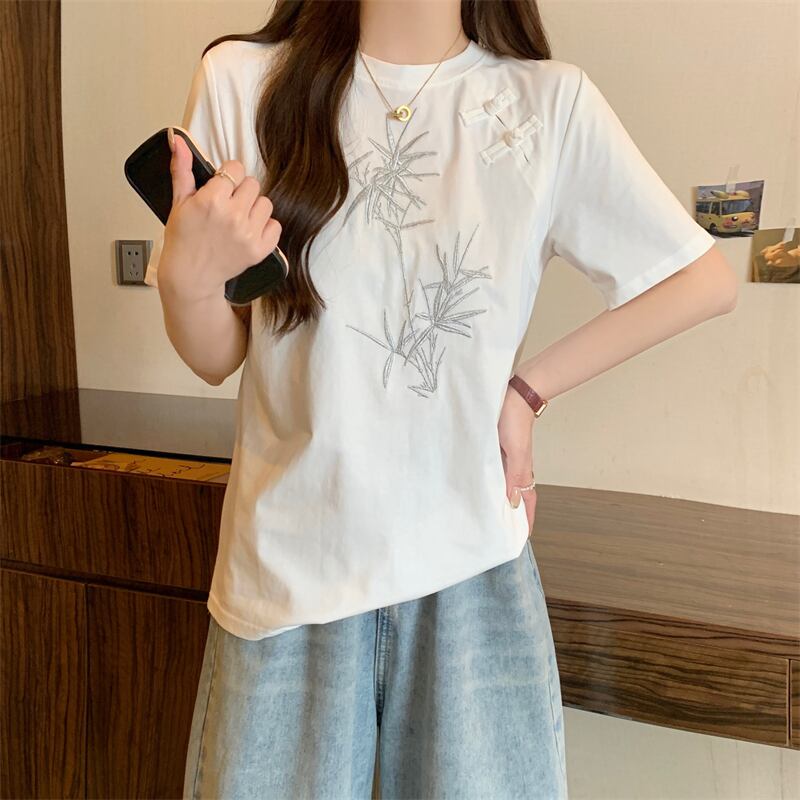 おすすめ 海外トレンド カジュアル モーダル 刺繍 半袖Tシャツ＜S-8476＞
