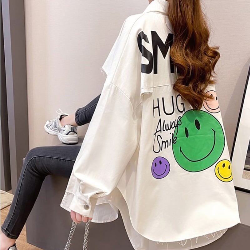 個性的なデザイン カートゥーンプリント オシャレ度満点 シャツ ブラウス＜S-2986＞