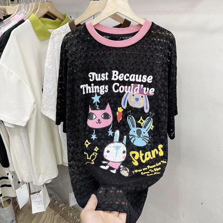 【半額！期間限定！！】新商品 キュート 超人気 プリント 2色半袖Tシャツ＜S-8520＞