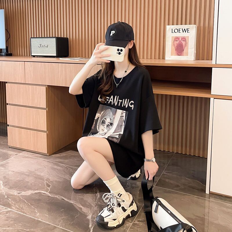 質感のいい 半袖 ラウンドネック Tシャツ ワンピース ＜S-8638＞