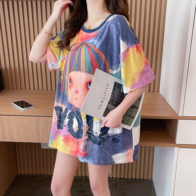 売り切れ必至 絞り染め ファッション プリント 半袖 Tシャツ＜S-8412＞