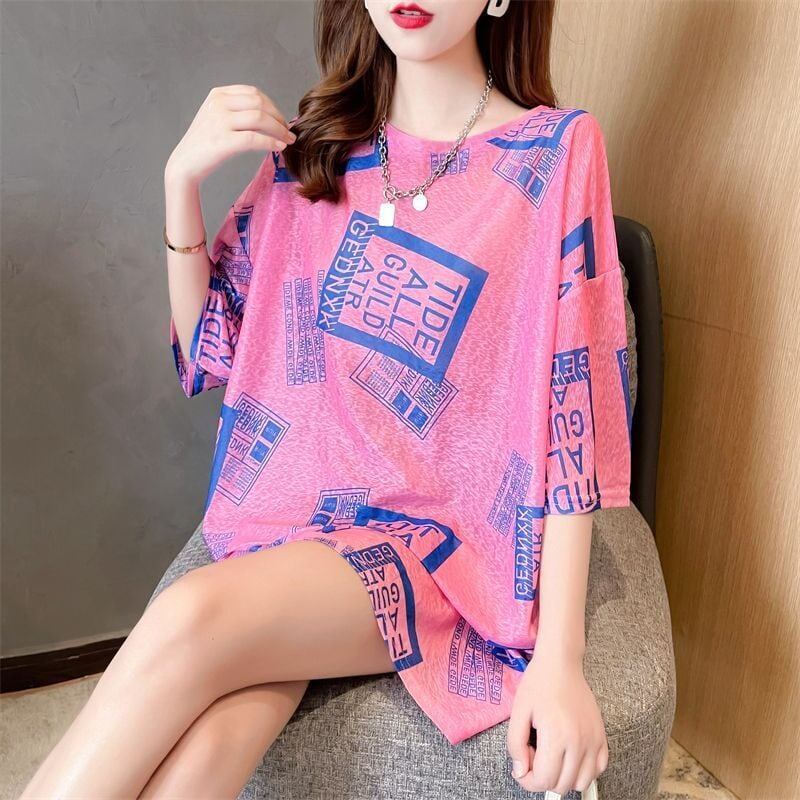 【半額！期間限定！！】美人度アップ プリント カジュアル ゆったり 半袖Tシャツ＜S-8490＞