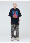 大注目 ファッション ストリート系 ヴィンテージ加工 プリントTシャツ ＜S-2875＞