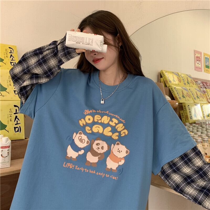 オシャレ度満点 ラウンドネック 個性的なデザイン カートゥーンプリント Tシャツ＜S-2257＞