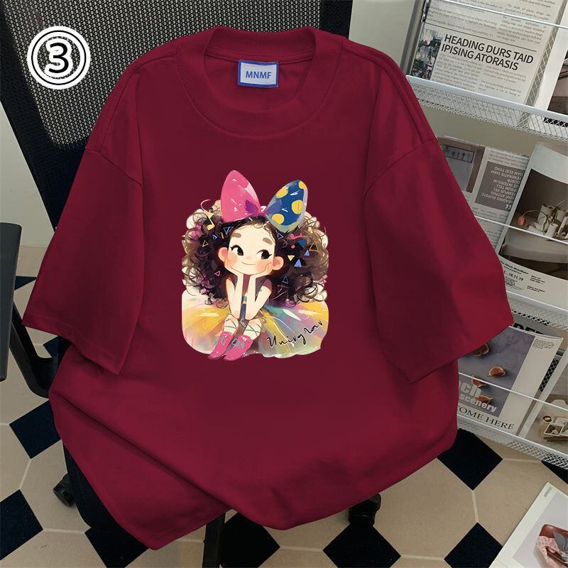 大人可愛い カジュアル 定番シンプル プリント 6種選択可 半袖Tシャツ<S-8906>