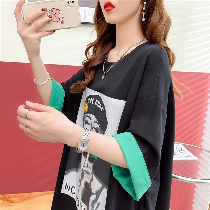 ルーズ プリント オシャレ感たっぷり Tシャツ カットソー ワンピース＜S-3545＞