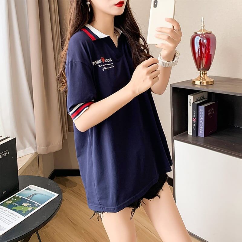 オシャレ度満点 切り替え カジュアル プリント Tシャツ カットソー＜S-3593＞