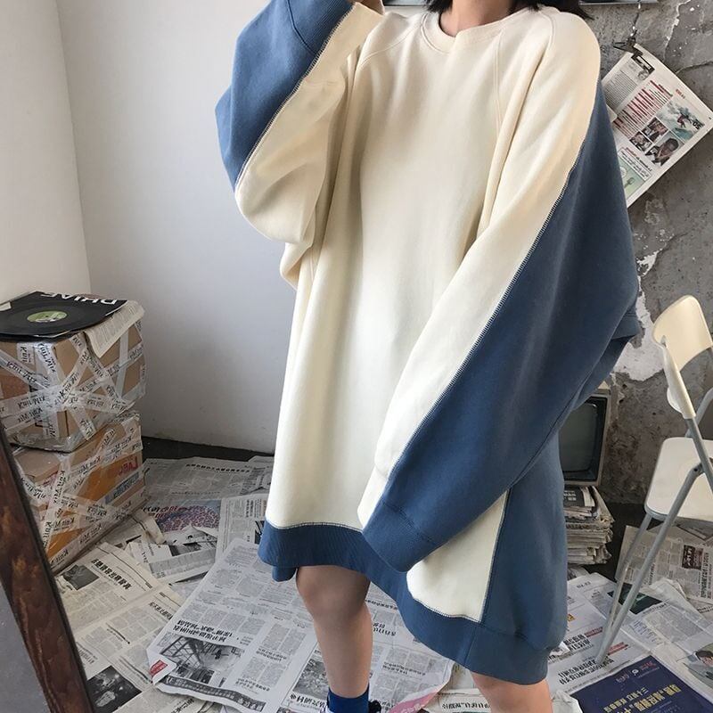 【裏起毛】カラーマッチングゆったり厚手スウェット全2色トップス<S-4621>