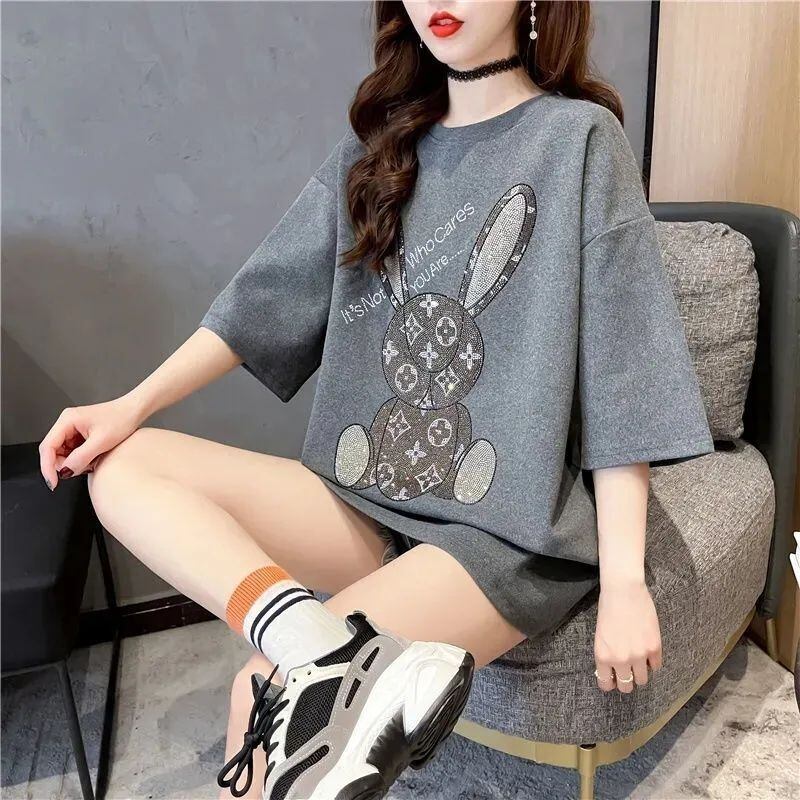 新商品 プリント ファッション ゆったり 全4色 半袖 Tシャツ＜S-8706＞